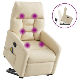 Silla de masaje reclinable de pie de tela color crema