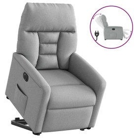 Sillón eléctrico reclinable elevable de tela gris claro