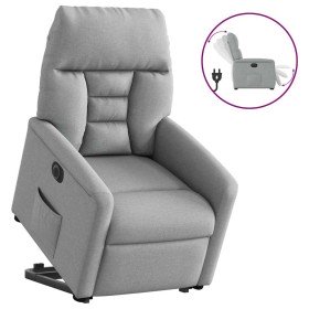 Sillón eléctrico reclinable elevable de tela gris claro Sillón eléctrico reclinable elevable de tela gris claro