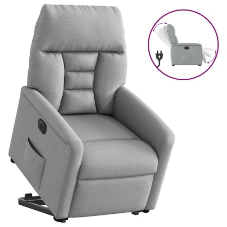 Sillón eléctrico reclinable elevable de tela gris claro