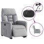 Sillón eléctrico reclinable elevable de tela gris claro