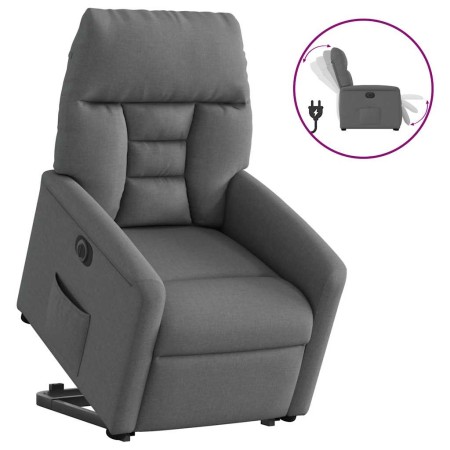 Sillón eléctrico reclinable elevable de tela gris oscuro