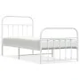 Estructura cama metal con cabecero y pie cama blanca 90x190 cm de vidaXL, Camas y somieres - Ref: Foro24-352637, Precio: 87,5...