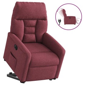 Sillón eléctrico reclinable elevable de tela rojo tinto