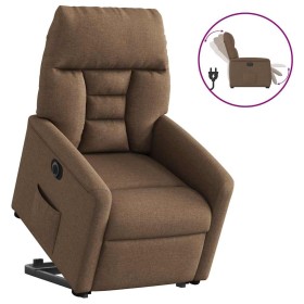 Sillón eléctrico reclinable elevable de tela marrón