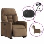 Sillón eléctrico reclinable elevable de tela marrón
