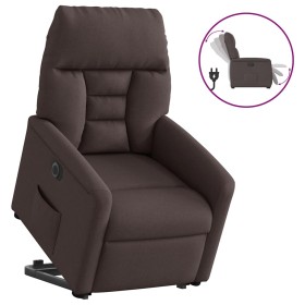 Sillón eléctrico reclinable elevable de tela marrón oscuro