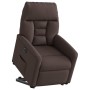 Sillón eléctrico reclinable elevable de tela marrón oscuro
