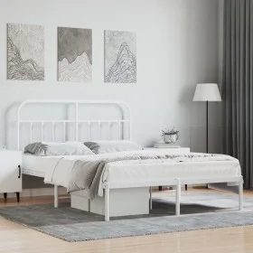 Metallbettgestell mit weißem Kopfteil 135x190 cm von vidaXL, Betten und Lattenroste - Ref: Foro24-352626, Preis: 113,62 €, Ra...