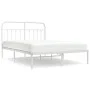 Metal bed frame with white headboard 135x190 cm by vidaXL, Beds and slatted bases - Ref: Foro24-352626, Price: 113,62 €, Disc...