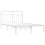 Metal bed frame with white headboard 135x190 cm by vidaXL, Beds and slatted bases - Ref: Foro24-352626, Price: 113,62 €, Disc...