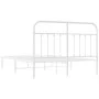 Metal bed frame with white headboard 135x190 cm by vidaXL, Beds and slatted bases - Ref: Foro24-352626, Price: 113,62 €, Disc...