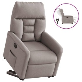 Sillón eléctrico reclinable elevable de tela gris taupe