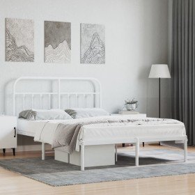 Estructura de cama de metal con cabecero blanca 140x190 cm