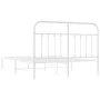 Metal bed frame with white headboard 140x190 cm by vidaXL, Beds and slatted bases - Ref: Foro24-352627, Price: 108,94 €, Disc...