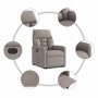 Sillón eléctrico reclinable elevable de tela gris taupe