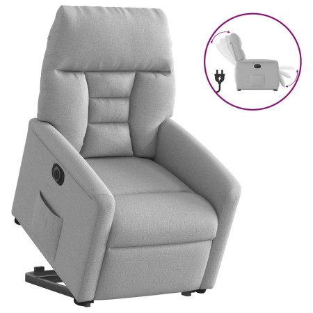 Sillón eléctrico reclinable elevable de tela gris nube