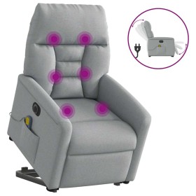 Sillón de masaje eléctrico reclinable elevable tela gris claro