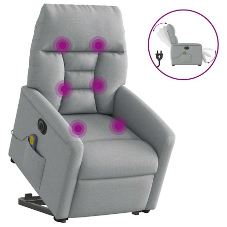 Sillón de masaje eléctrico reclinable elevable tela gris claro