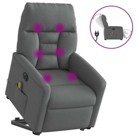 Sillón de masaje eléctrico reclinable elevable tela gris oscuro
