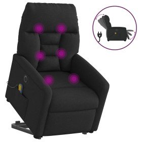Sillón de masaje eléctrico reclinable elevable tela negro Sillón de masaje eléctrico reclinable elevable tela negro