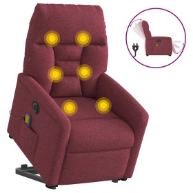 Sillón de masaje eléctrico reclinable elevable tela rojo tinto