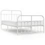 Metal bed frame with headboard and white footboard 120x200 cm by vidaXL, Beds and slatted bases - Ref: Foro24-352643, Price: ...