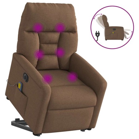 Sillón de masaje eléctrico reclinable elevable tela marrón