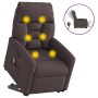 Sillón masaje eléctrico reclinable elevable tela marrón oscuro