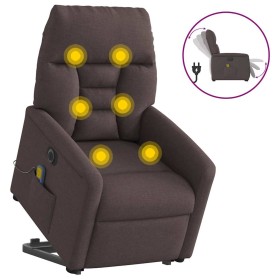 Sillón masaje eléctrico reclinable elevable tela marrón oscuro