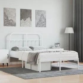 Estructura de cama de metal con cabecero blanca 120x200 cm de vidaXL, Camas y somieres - Ref: Foro24-352625, Precio: 105,04 €...