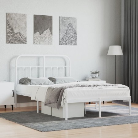 Metallbettgestell mit weißem Kopfteil 120x200 cm von vidaXL, Betten und Lattenroste - Ref: Foro24-352625, Preis: 106,96 €, Ra...