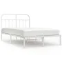 Metal bed frame with white headboard 120x200 cm by vidaXL, Beds and slatted bases - Ref: Foro24-352625, Price: 105,04 €, Disc...