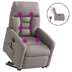 Sillón de masaje eléctrico reclinable elevable tela taupé