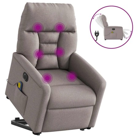 Sillón de masaje eléctrico reclinable elevable tela taupé