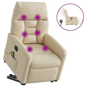 Sillón de masaje eléctrico reclinable elevable tela crema