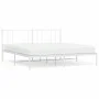Bettgestell aus weißem Metall mit Kopfteil 200x200 cm von vidaXL, Betten und Lattenroste - Ref: Foro24-352536, Preis: 96,13 €...