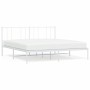 Bettgestell aus weißem Metall mit Kopfteil 200x200 cm von vidaXL, Betten und Lattenroste - Ref: Foro24-352536, Preis: 97,41 €...