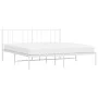 Bettgestell aus weißem Metall mit Kopfteil 200x200 cm von vidaXL, Betten und Lattenroste - Ref: Foro24-352536, Preis: 96,13 €...