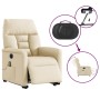 Sillón de masaje eléctrico reclinable elevable tela crema