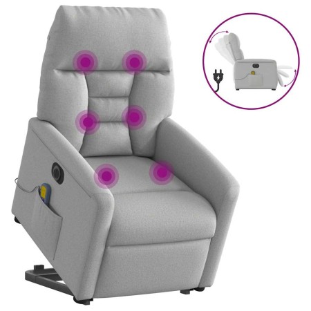 Sillón de masaje eléctrico reclinable elevable tela gris nube