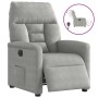 Sillón reclinable eléctrico tela de microfibra gris claro