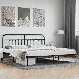 Bettgestell mit schwarzem Metallkopfteil 193x203 cm von vidaXL, Betten und Lattenroste - Ref: Foro24-352584, Preis: 129,75 €,...
