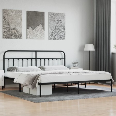 Estructura de cama con cabecero metal negro 193x203 cm de vidaXL, Camas y somieres - Ref: Foro24-352584, Precio: 129,65 €