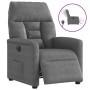 Sillón reclinable eléctrico tela de microfibra gris oscuro