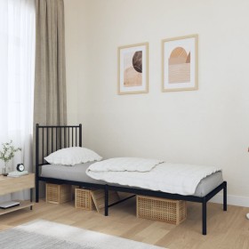 Bed frame with black metal headboard 75x190 cm by vidaXL, Beds and slatted bases - Ref: Foro24-350854, Price: 65,22 €, Discou...