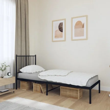 Bettgestell mit schwarzem Metallkopfteil 75x190 cm von vidaXL, Betten und Lattenroste - Ref: Foro24-350854, Preis: 63,31 €, R...