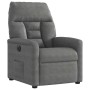 Sillón reclinable eléctrico tela de microfibra gris oscuro