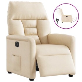 Sillón reclinable eléctrico tela de microfibra beige