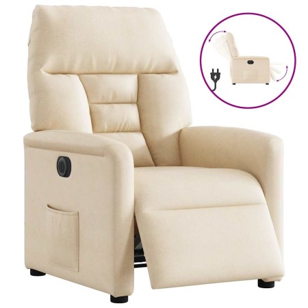 Sillón reclinable eléctrico tela de microfibra beige